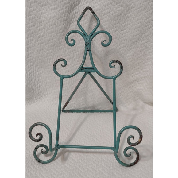 Vintage decorative Teal Blue Metal Easel Stand - Picture 4 of 4